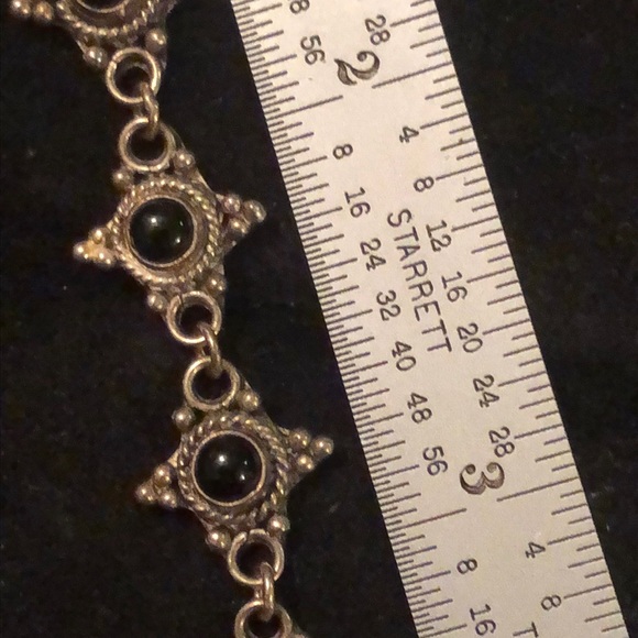 Sterling Silver/Onyx Star Bracelet 7.75” - Picture 3 of 7